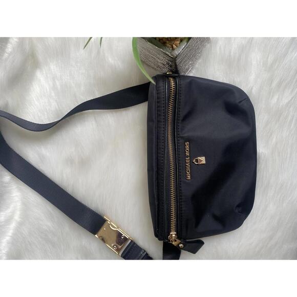 Michael Kors Black Nylon Waist Bag with Gold Hardware - Picture 1 of 5